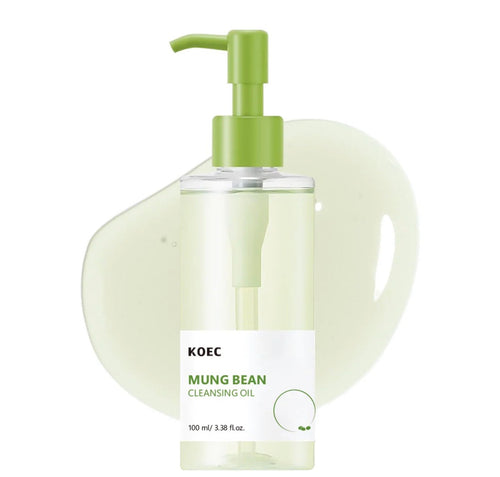 KOEC Mung Bean Cleansing Oil 100 ml bottle and lightweight oil texture