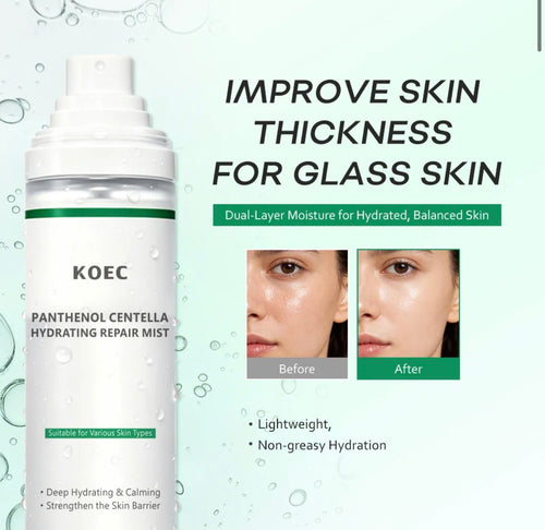 KOEC Panthenol Centella facial mist lightweight hydration skincare benefits