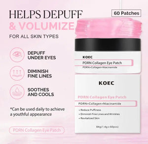KOEC PDRN Collagen Eye Patches – 60 Hydrogel Under - Eye Masks - Beautivana