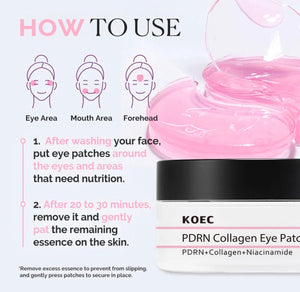 KOEC PDRN Collagen Eye Patches – 60 Hydrogel Under - Eye Masks - Beautivana