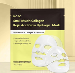 KOEC Snail Mucin Collagen Kojic Acid Glow Hydrogel Mask 34 g