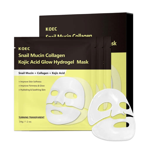 KOEC Snail Mucin Collagen Kojic Acid Glow Hydrogel Mask packaging