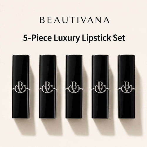 Luxury 5-Piece Lipstick Gift Set with Decorative Box – Cream Matte Lipsticks - Beautivana