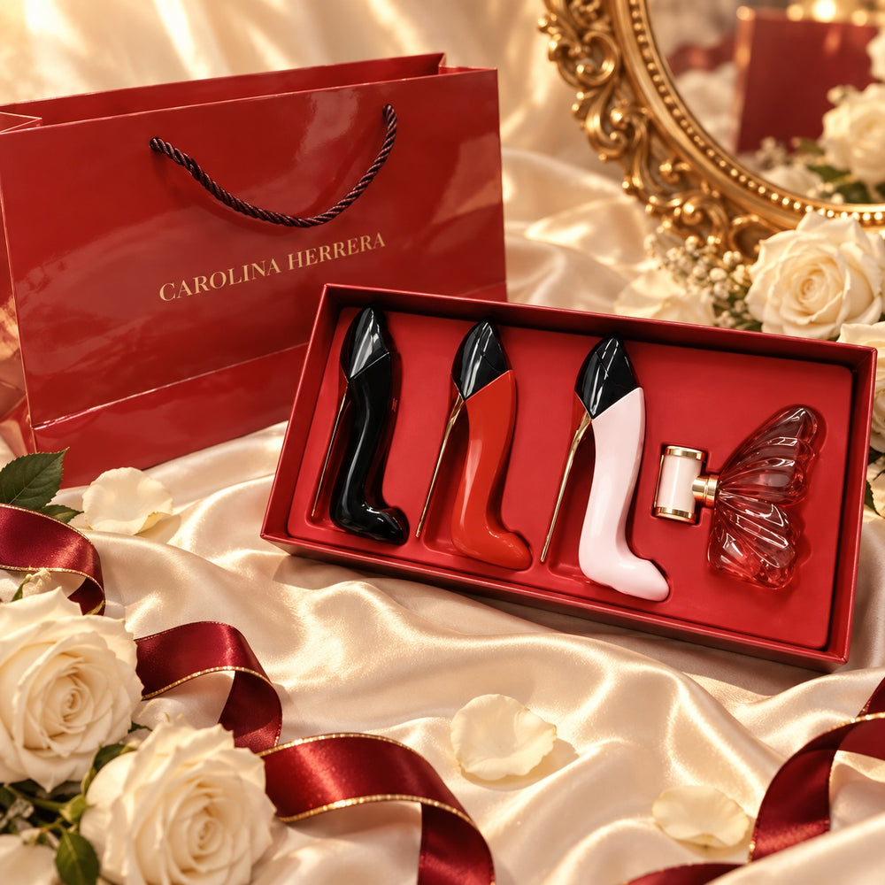 Four-piece butterfly and stiletto perfume gift set