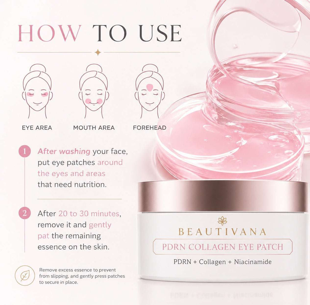 PDRN Collagen Hydrogel Eye Patches – 60 Count - Beautivana