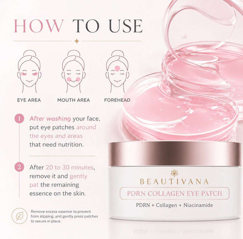 PDRN Collagen Hydrogel Eye Patches – 60 Count - Beautivana