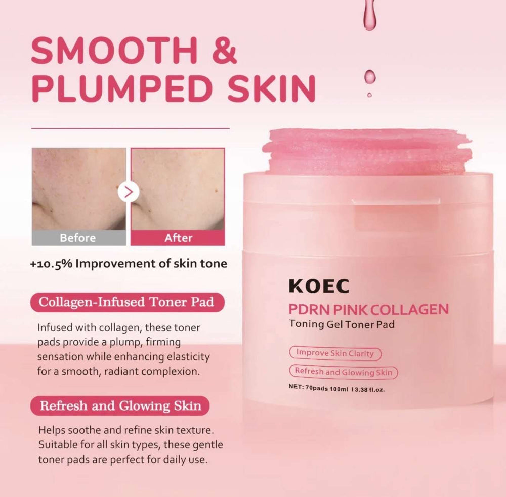 PDRN Pink Collagen Toner Pads - 70 Count - Beautivana