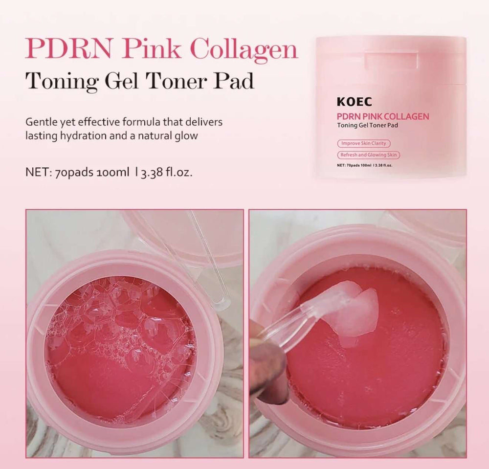 PDRN Pink Collagen Toner Pads - 70 Count - Beautivana