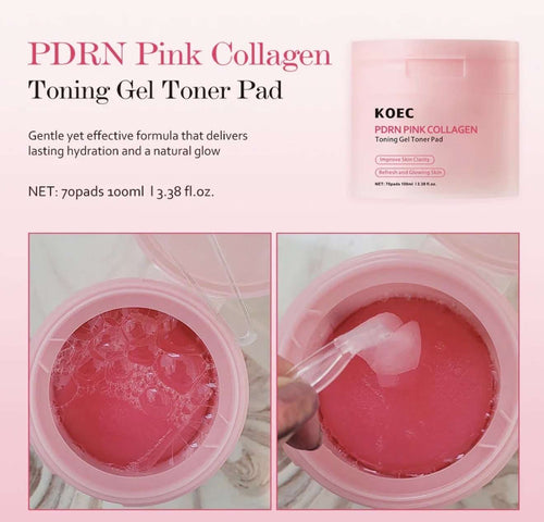 PDRN Pink Collagen Toner Pads - 70 Count - Beautivana