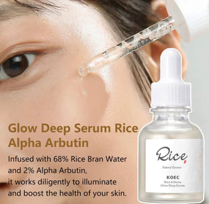 Applying rice and alpha arbutin serum to the face