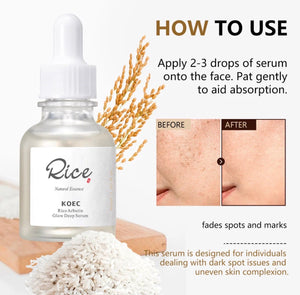 Directions for using rice and alpha arbutin facial serum