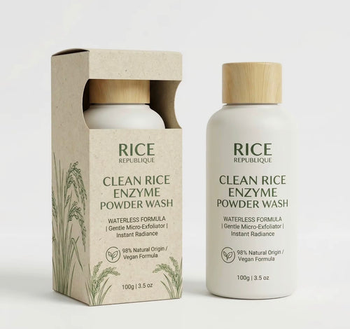 Rice Republique Clean Rice Enzyme Powder Wash 100g bottle and retail box
