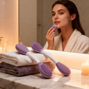 Double-Ended Silicone Exfoliating Brush – Gentle Scrubber for face pores
