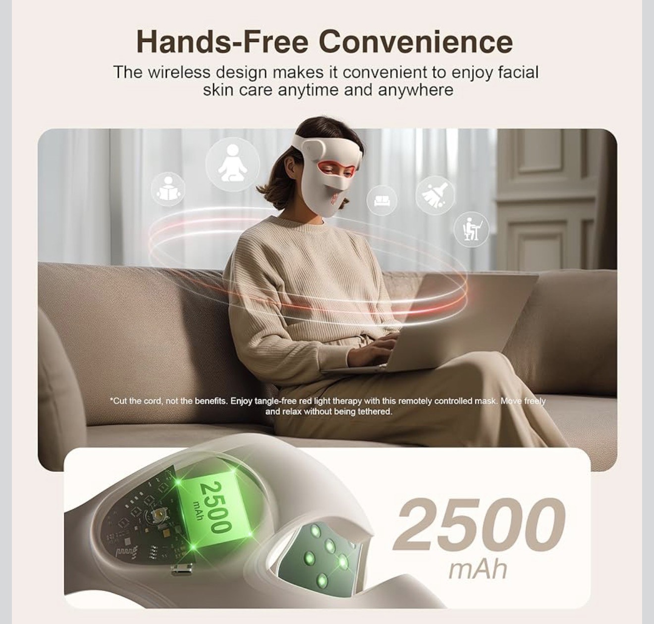 Beautivana 3D Wireless LED Light Therapy Face Mask – 7 Color Rejuvenation for Anti-Aging, Acne & Skin Renewal - Image 5
