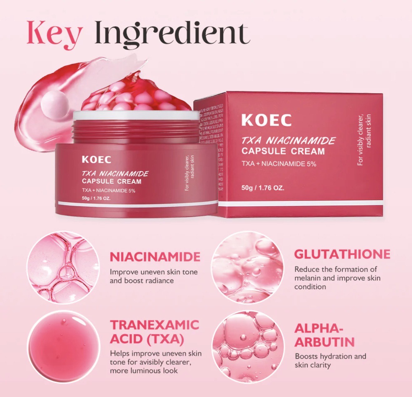 KOEC TXA Niacinamide Capsule Cream – TXA + Niacinamide 5% for Clear & Radiant Skin - Image 3