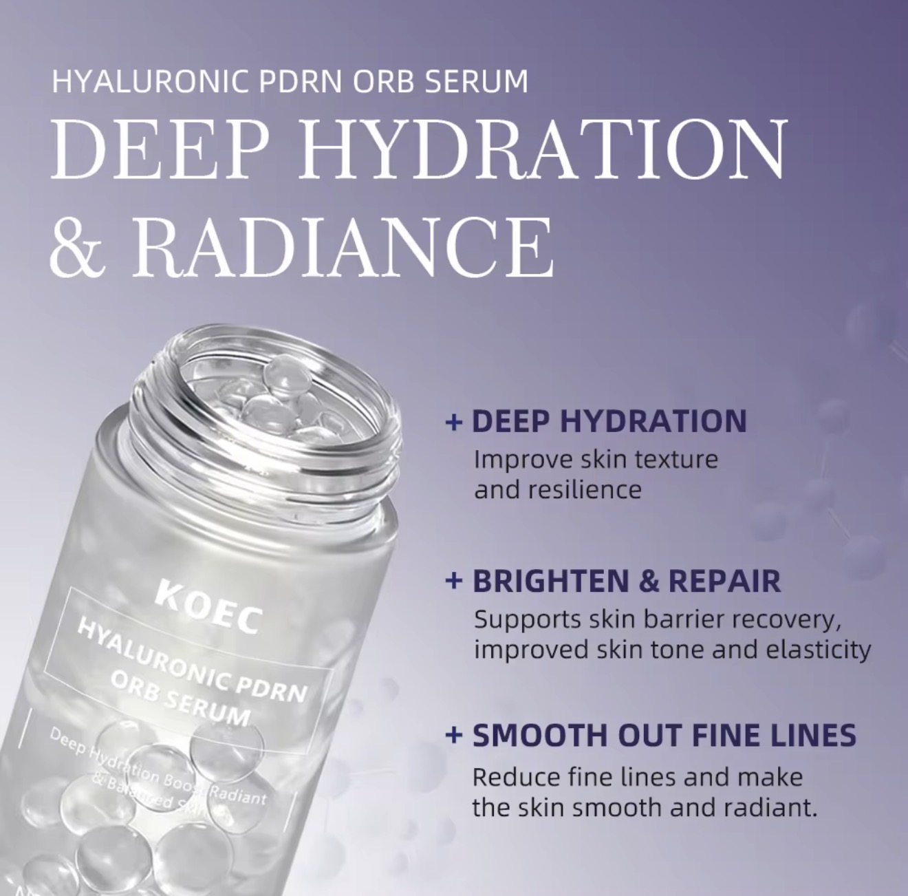 KOEC Hyaluronic PDRN Orb Serum – Deep Hydration & Skin Repair Face Serum - Image 2