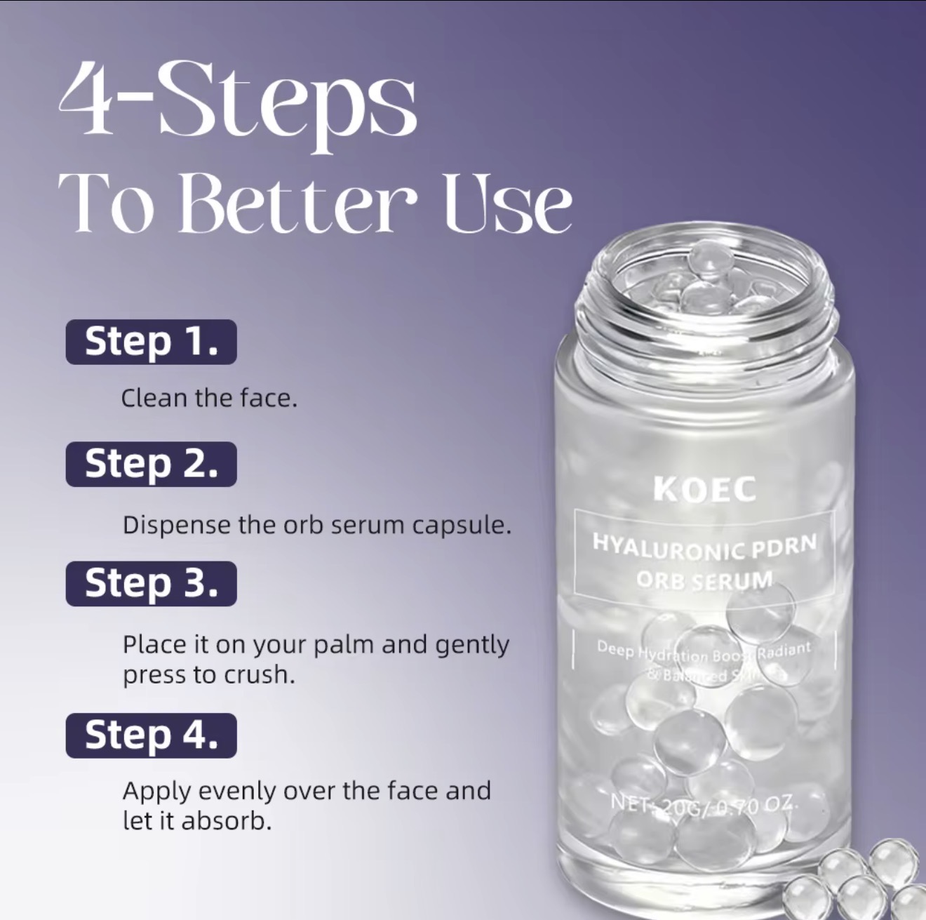 KOEC Hyaluronic PDRN Orb Serum – Deep Hydration & Skin Repair Face Serum - Image 5